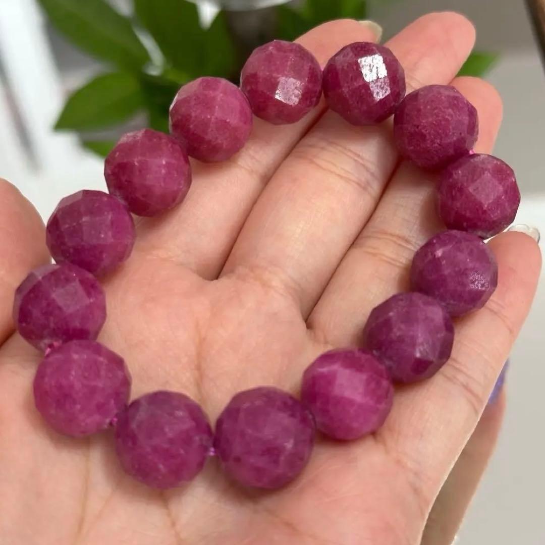 破格【高品質】上質ルビー ブレスレット カット 天然石 パワーストーン