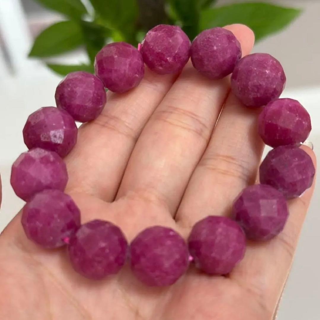 破格【高品質】上質ルビー ブレスレット カット 天然石 パワーストーン