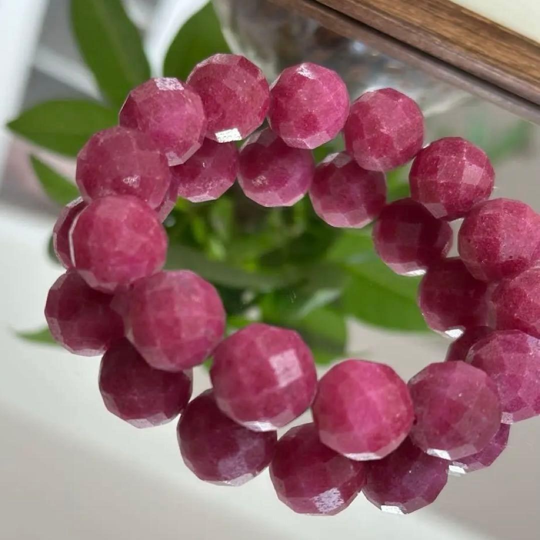 破格【高品質】上質ルビー ブレスレット カット 天然石 パワーストーン