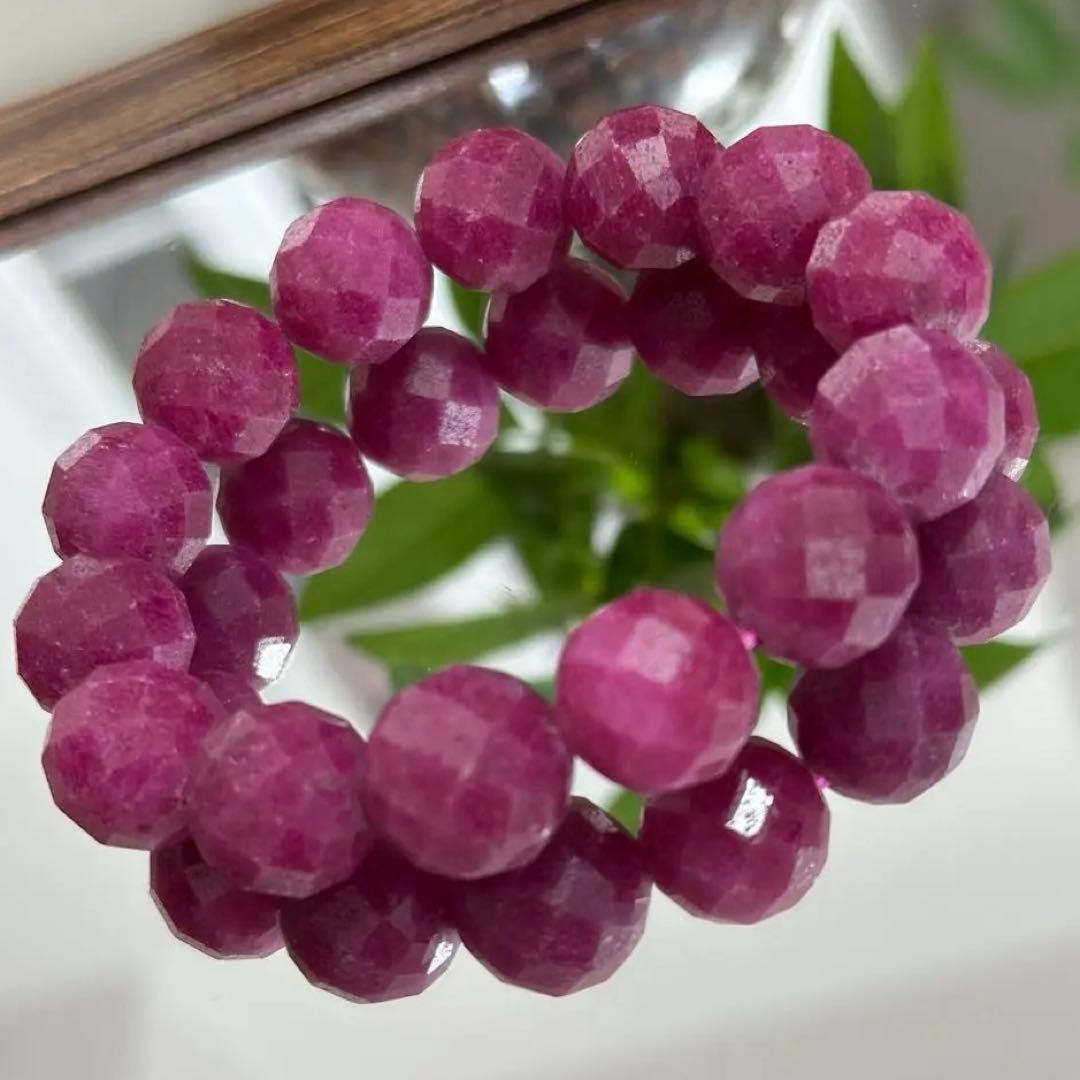 破格【高品質】上質ルビー ブレスレット カット 天然石 パワーストーン