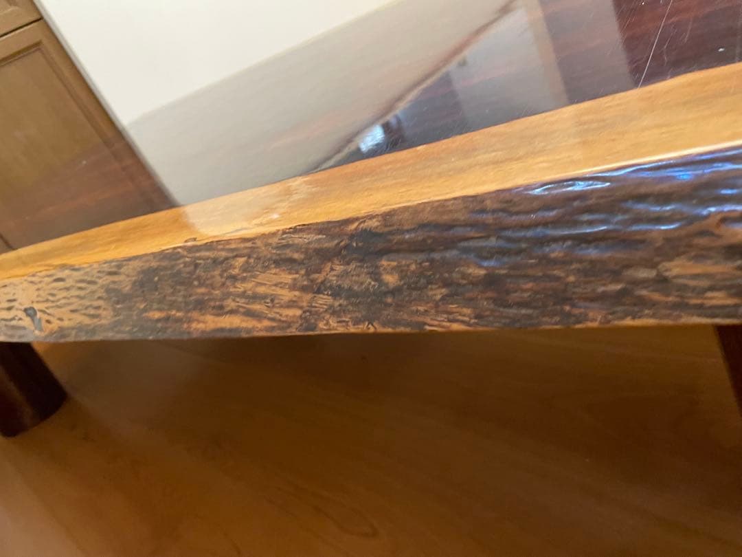 自然木のダークブラウン座卓　一枚板