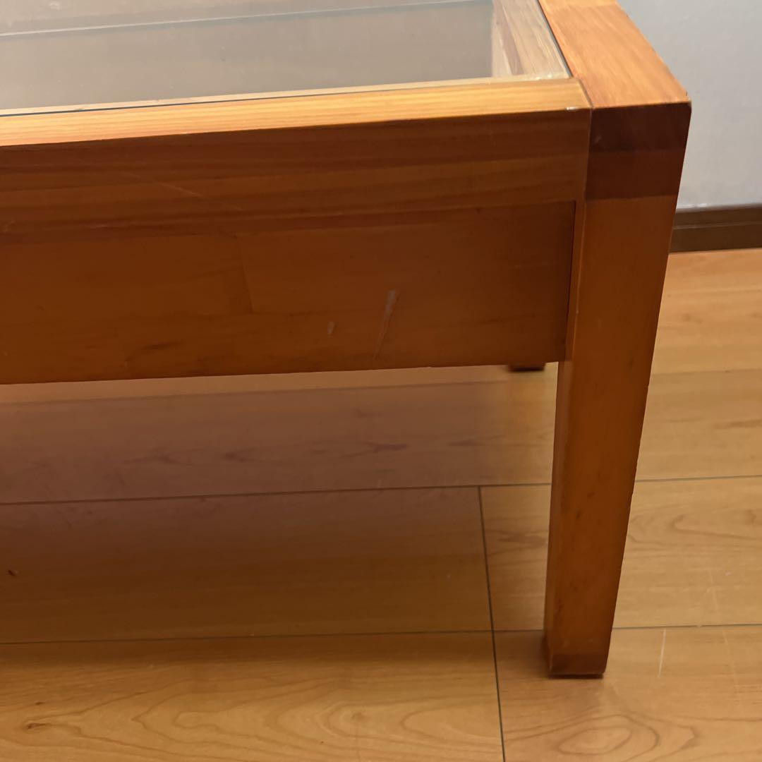 まさコイズミ KOIZUMI 木製センターテーブル ガラス天板ローテーブル