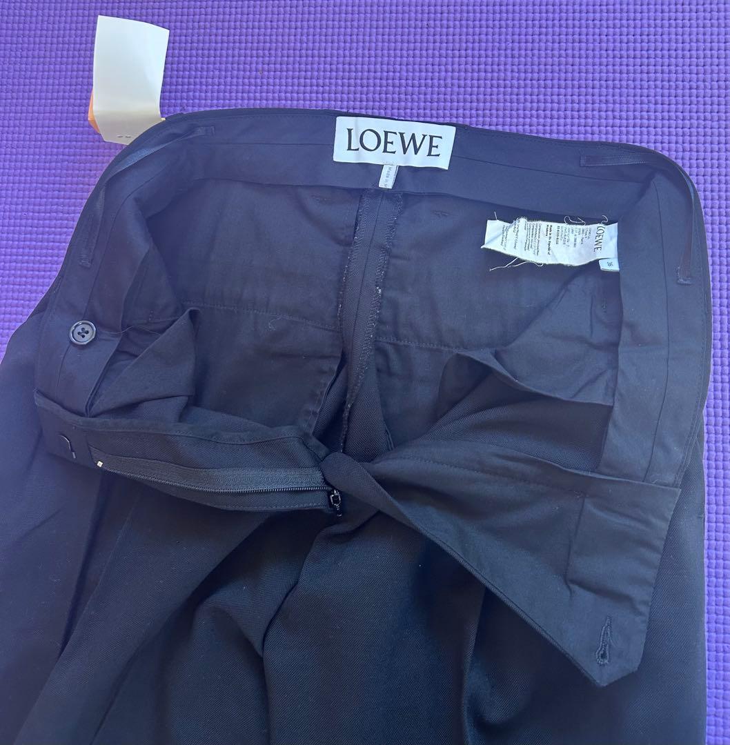loewe wool wide straight スラックス black