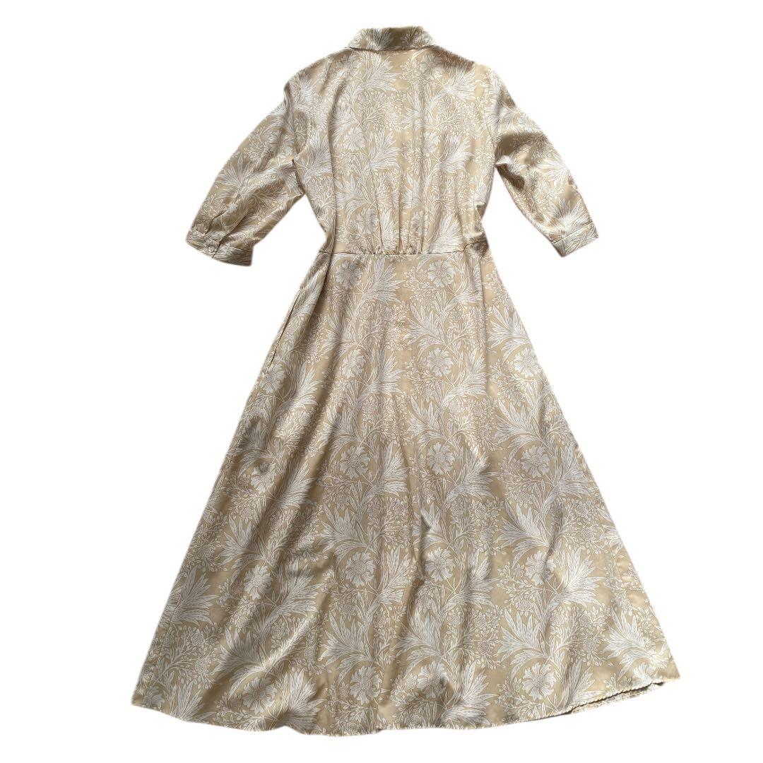 マッキントッシュロンドン　シャツワンピース　ボタニカルプリント　総柄　ベージュ