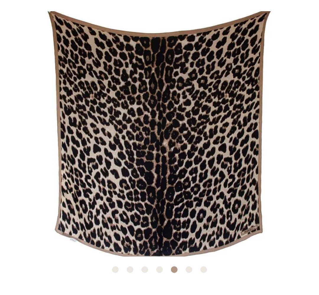 美品　manipuri ウールシルクヘリンボーン織レオパードストール　120