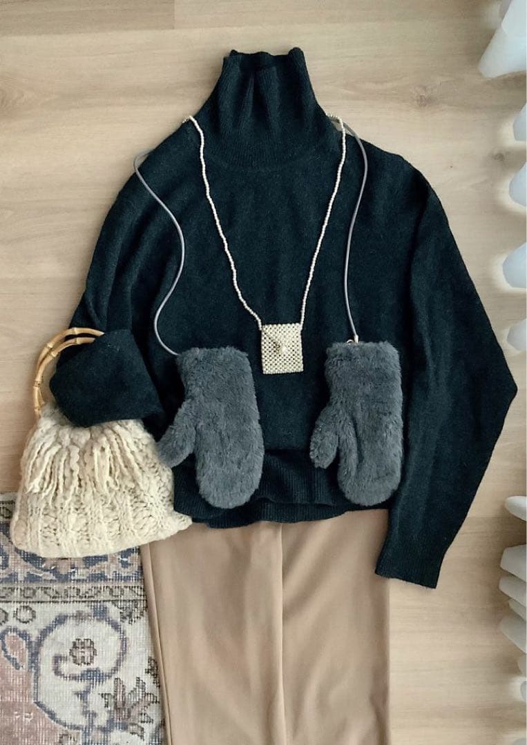 Max Mara マックスマーラ♡テディベア　ミトン　手袋 黒　ストラップ付