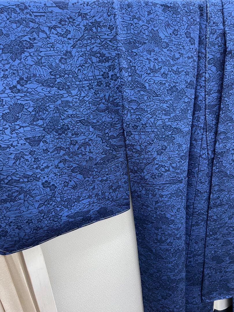 さくら様　　　　未使用しつけ付き　正絹　袷小紋　藍型絵染め