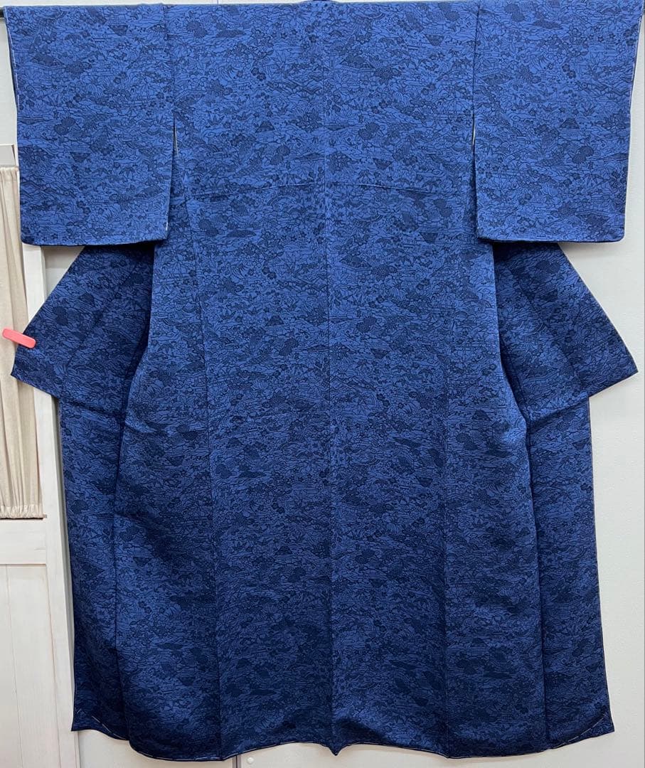 さくら様　　　　未使用しつけ付き　正絹　袷小紋　藍型絵染め