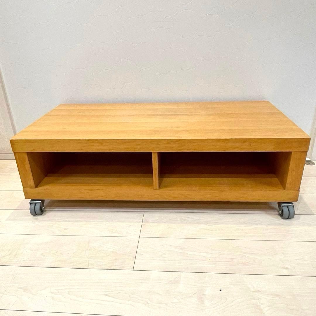 無印良品 ブナ材 収納棚 テレビボード ローボード キャスター付