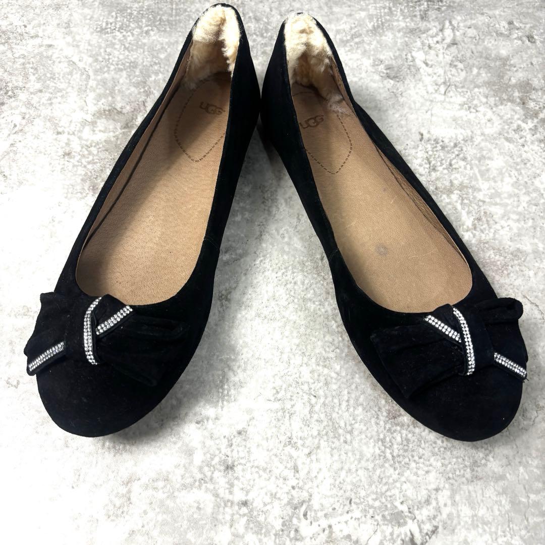 新品 UGG ジャクリーン JACQUELINE 25 スウェード 黒 フラット