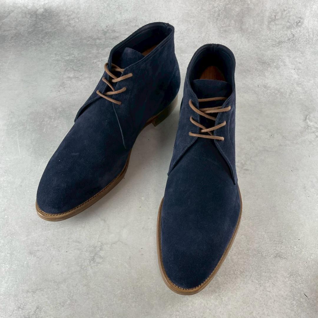現行・美品　エドワードグリーン 　シャンクリン　スエード　チャッカブーツ　紺色