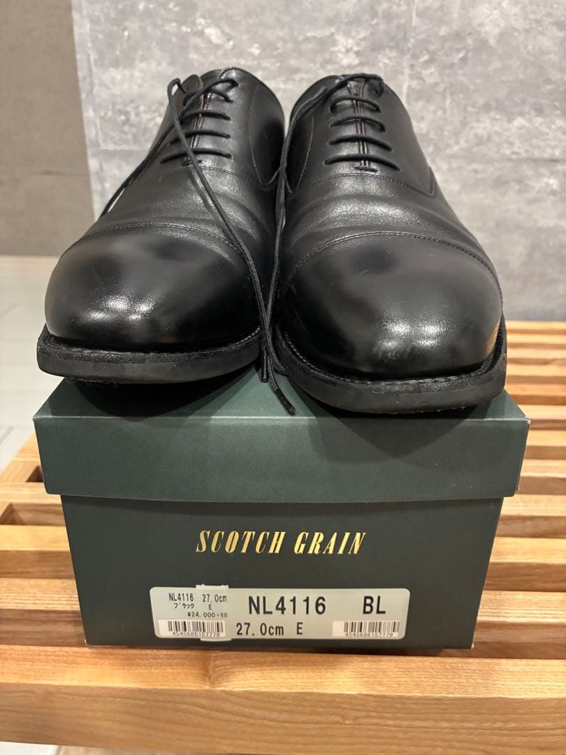 （良品）スコッチグレイン ストレートチップ NL4116 黒 27cm