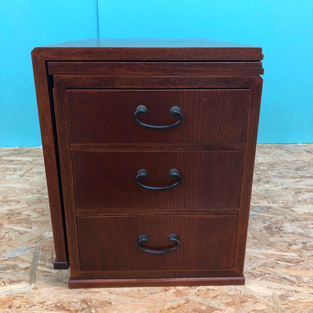 F1130 昭和レトロ 文机 木製 アンティーク 折りたたみ 小引き出し