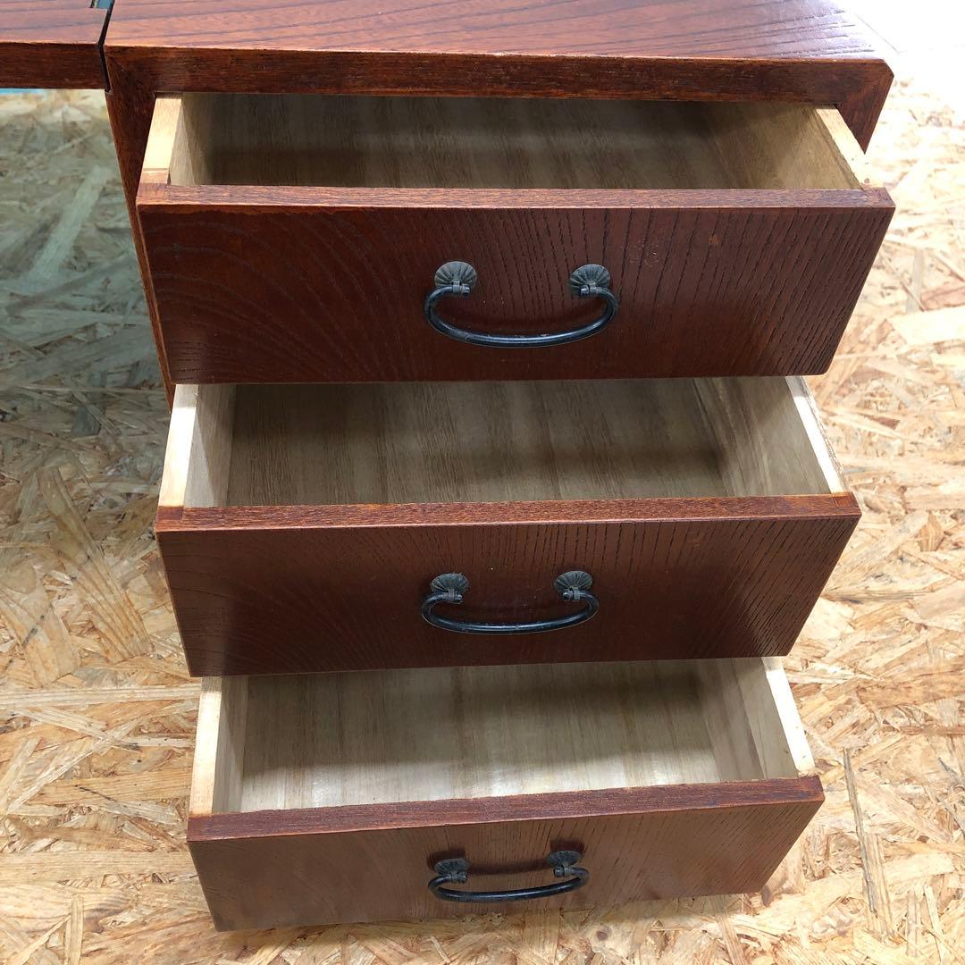 F1130 昭和レトロ 文机 木製 アンティーク 折りたたみ 小引き出し