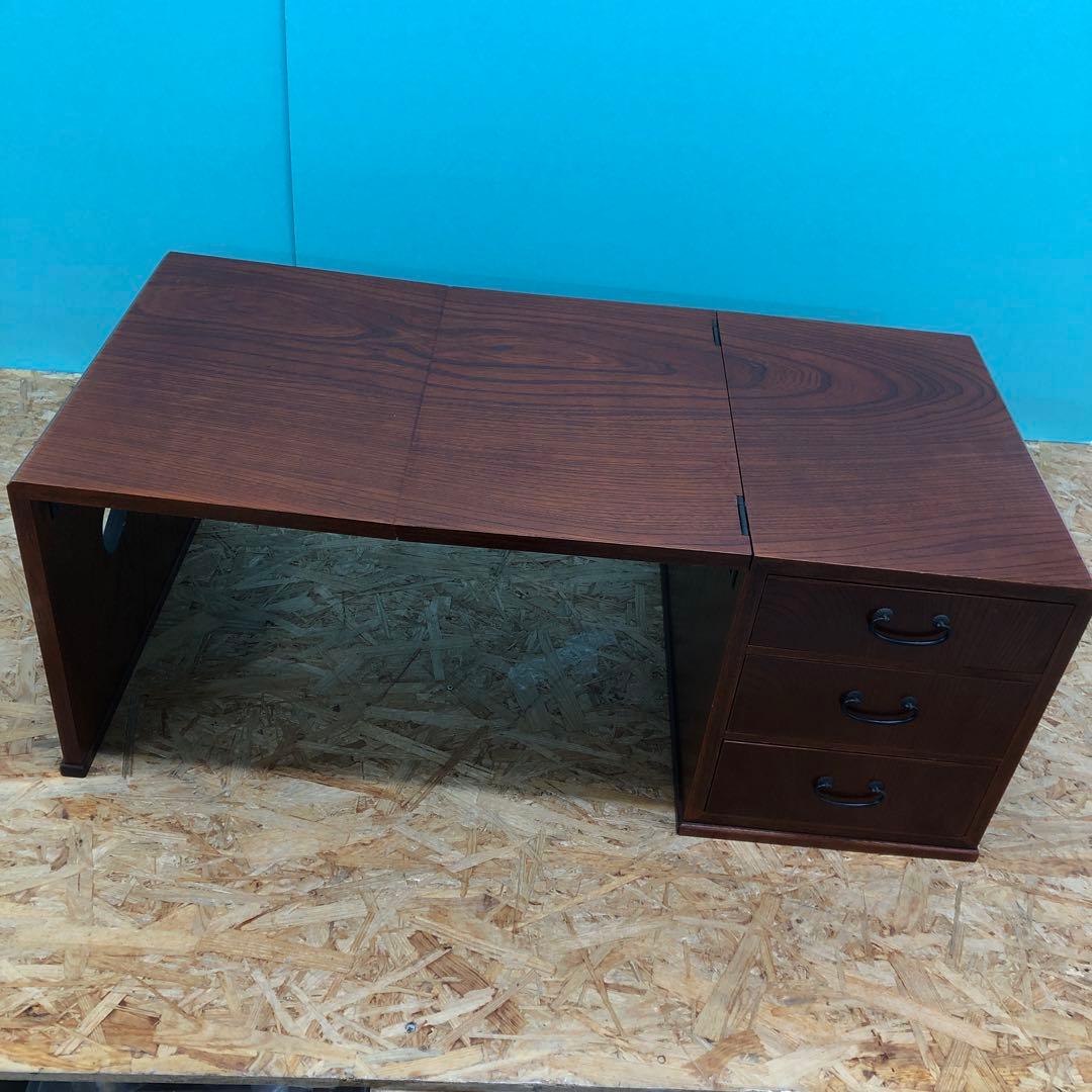 F1130 昭和レトロ 文机 木製 アンティーク 折りたたみ 小引き出し