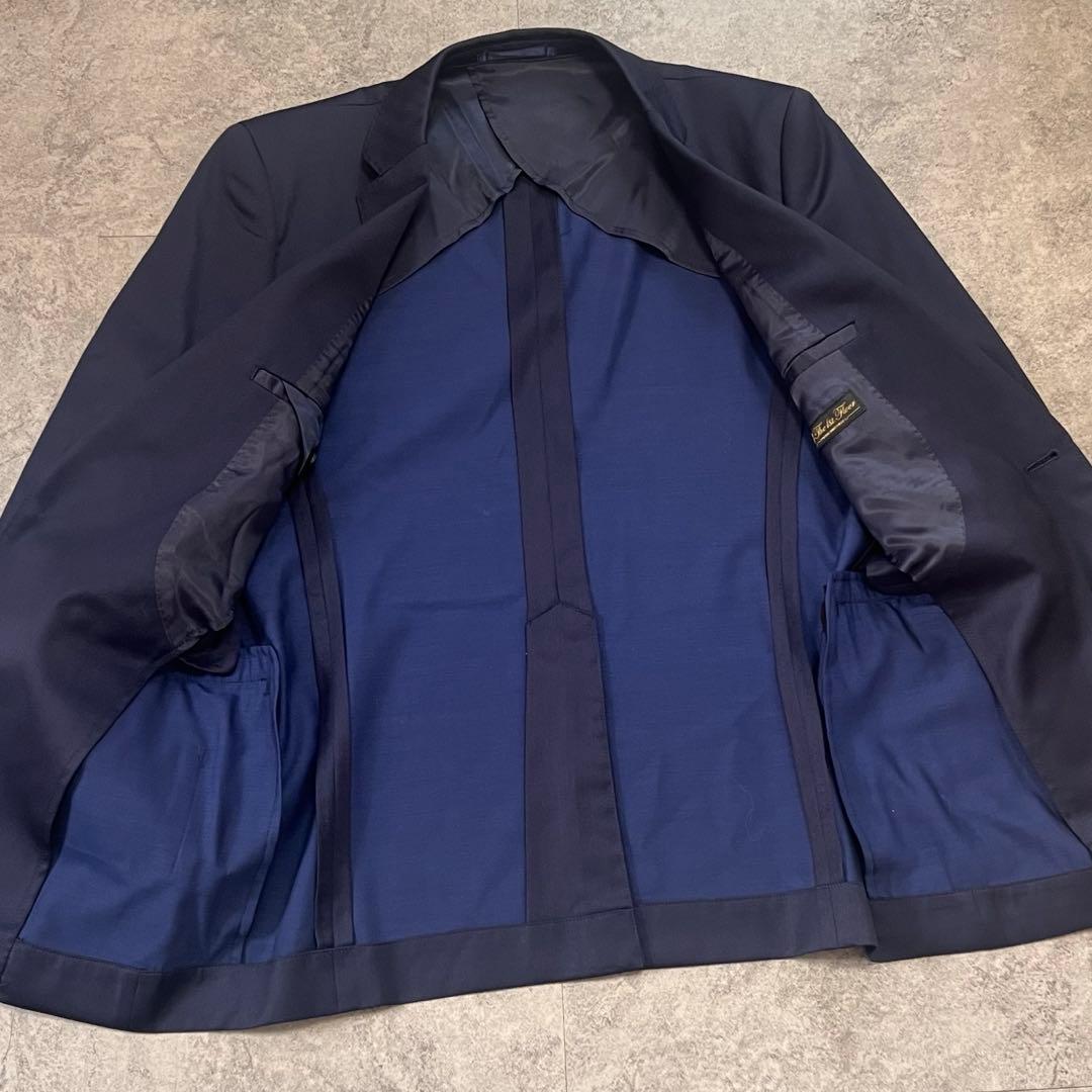 ナノユニバース スリーピース セットアップ シルク 光沢感 ネイビー　46