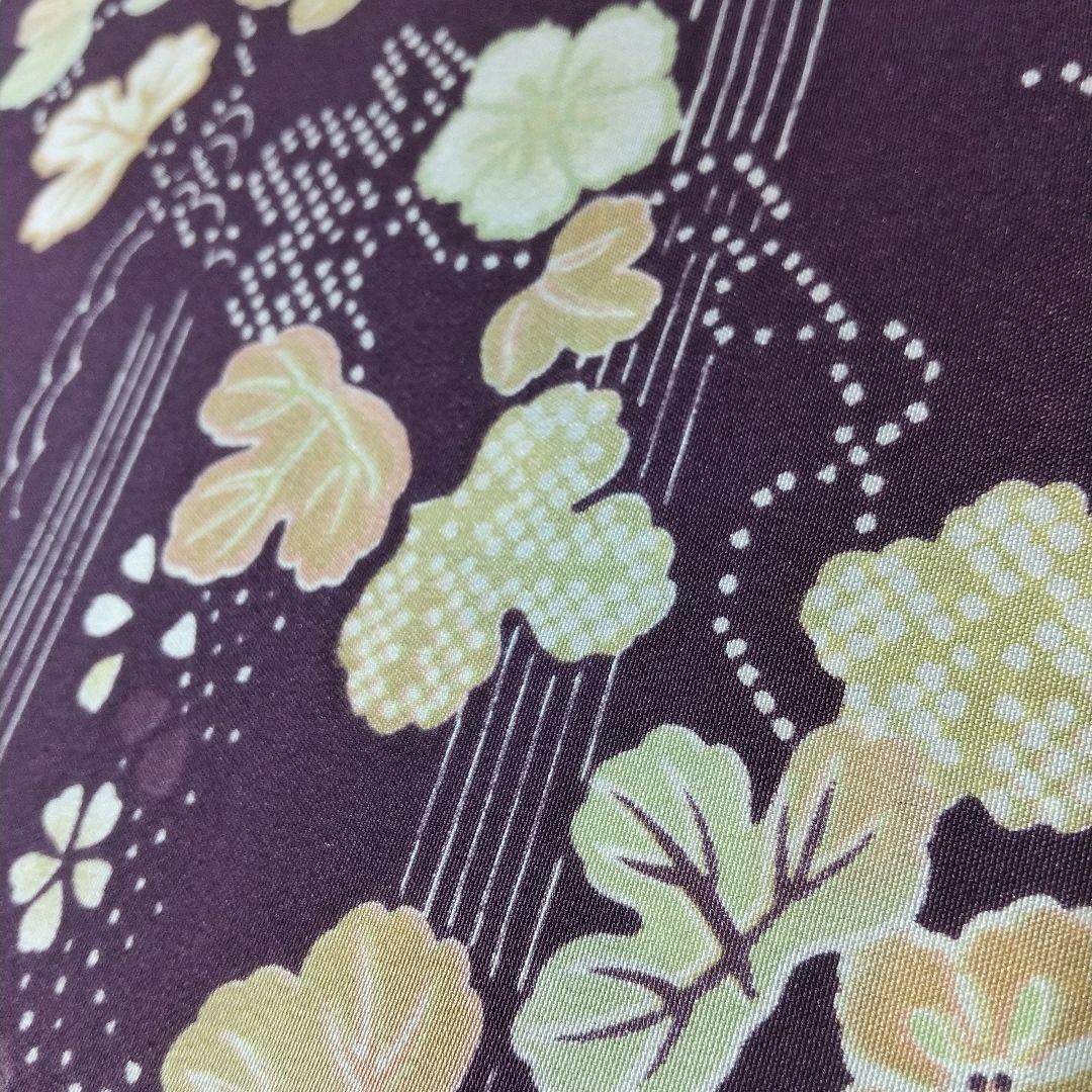 本日お値下げ 長襦袢 着尺 反物 紫色 花柄 13.5m 絹100%