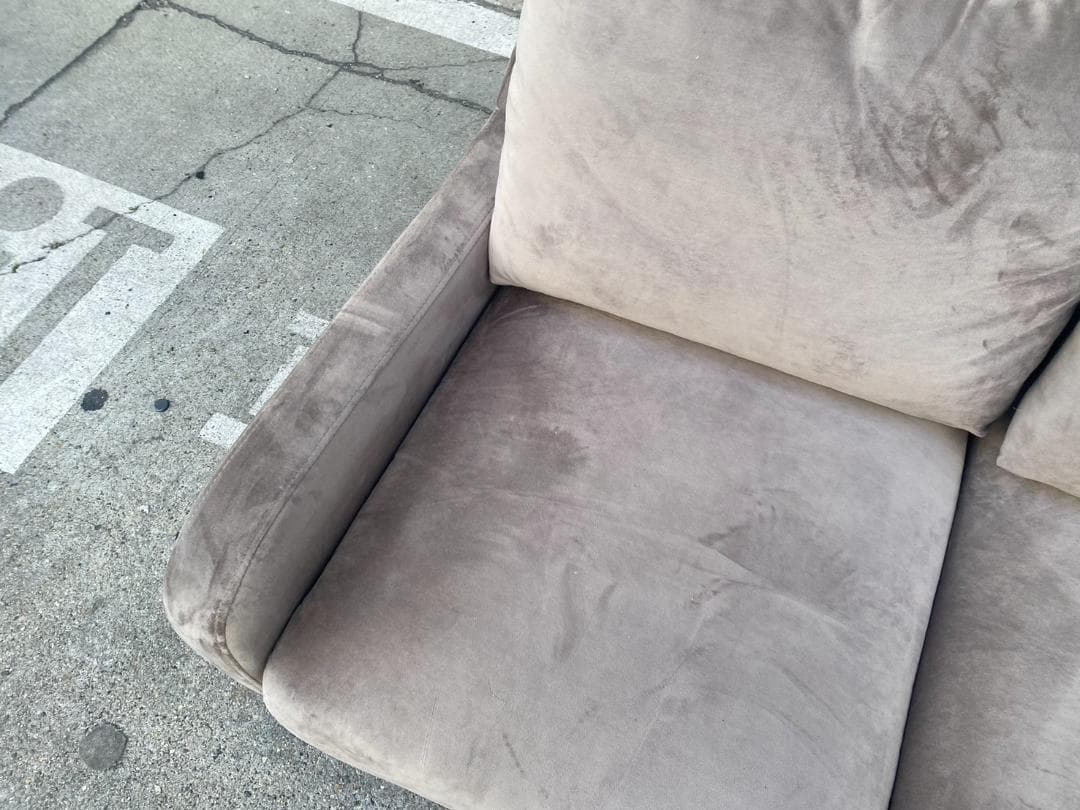 A481◆LOWYA ベルベット調 2人掛けソファ フロアソファ ローソファ