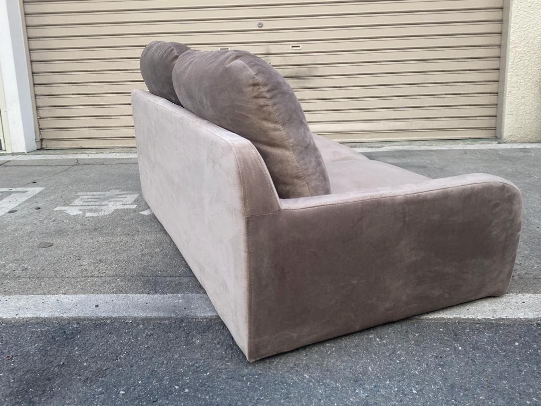 A481◆LOWYA ベルベット調 2人掛けソファ フロアソファ ローソファ