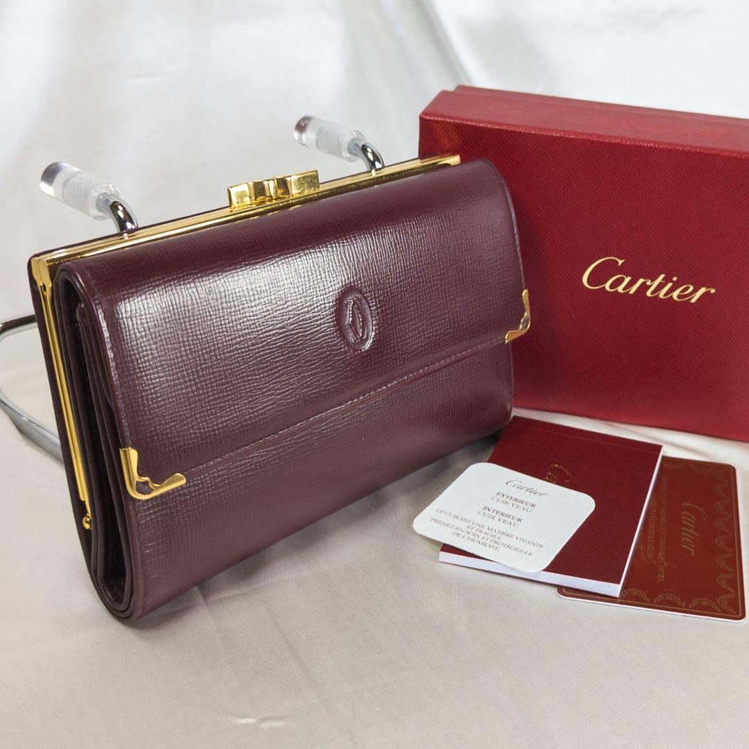 【極美品】 カルティエ　三つ折り財布 がま口 コンパクトウォレット 付属品完備