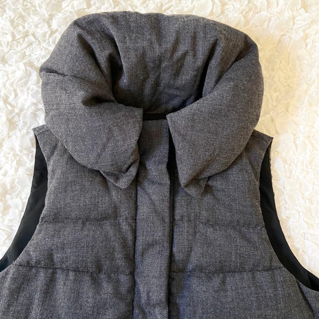 ウールカシミヤダウンベスト♡マーレンダム♡バイカラー♡40♡黒♡グレー♡2way
