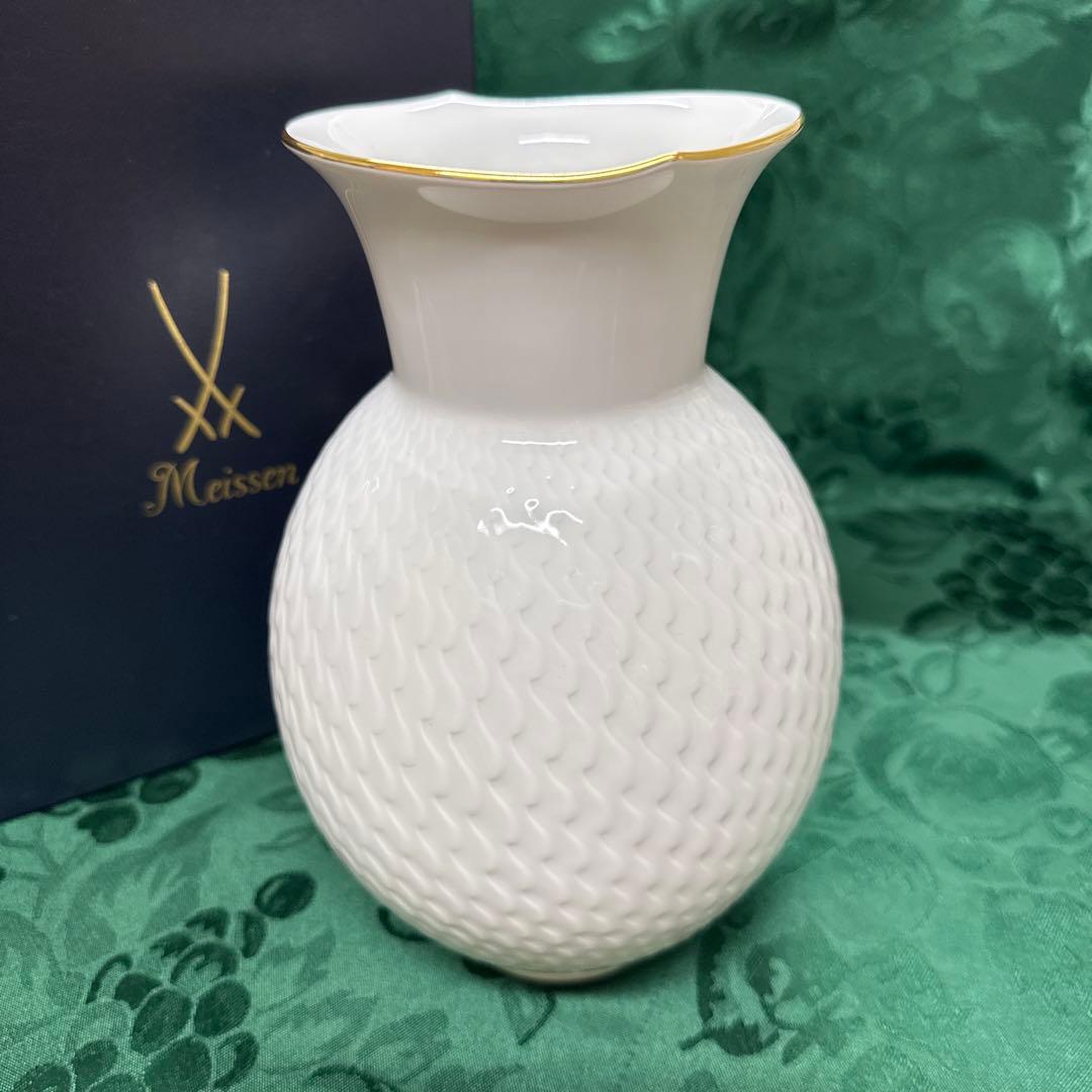 ★マイセン★アップリケ★ベース【花瓶】21㎝★新品未使用★BOX付き★