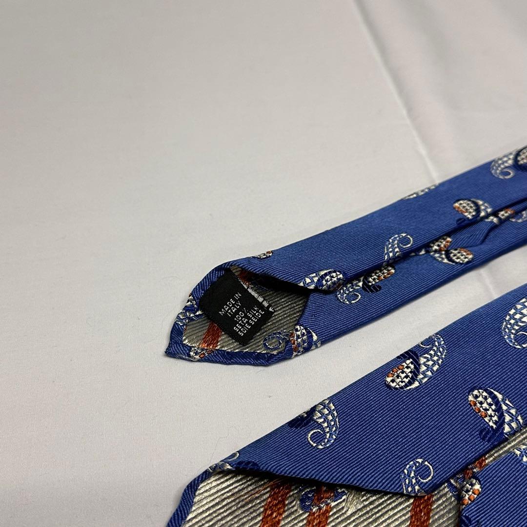 アットバンヌッチ☆ネクタイ☆ブルー☆ペイズリー柄☆セッテピエゲ☆708