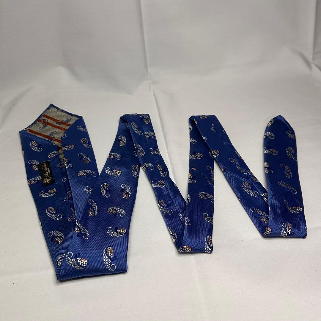 アットバンヌッチ☆ネクタイ☆ブルー☆ペイズリー柄☆セッテピエゲ☆708
