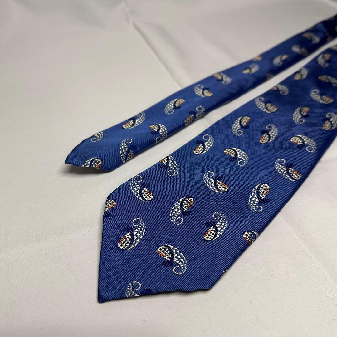 アットバンヌッチ☆ネクタイ☆ブルー☆ペイズリー柄☆セッテピエゲ☆708