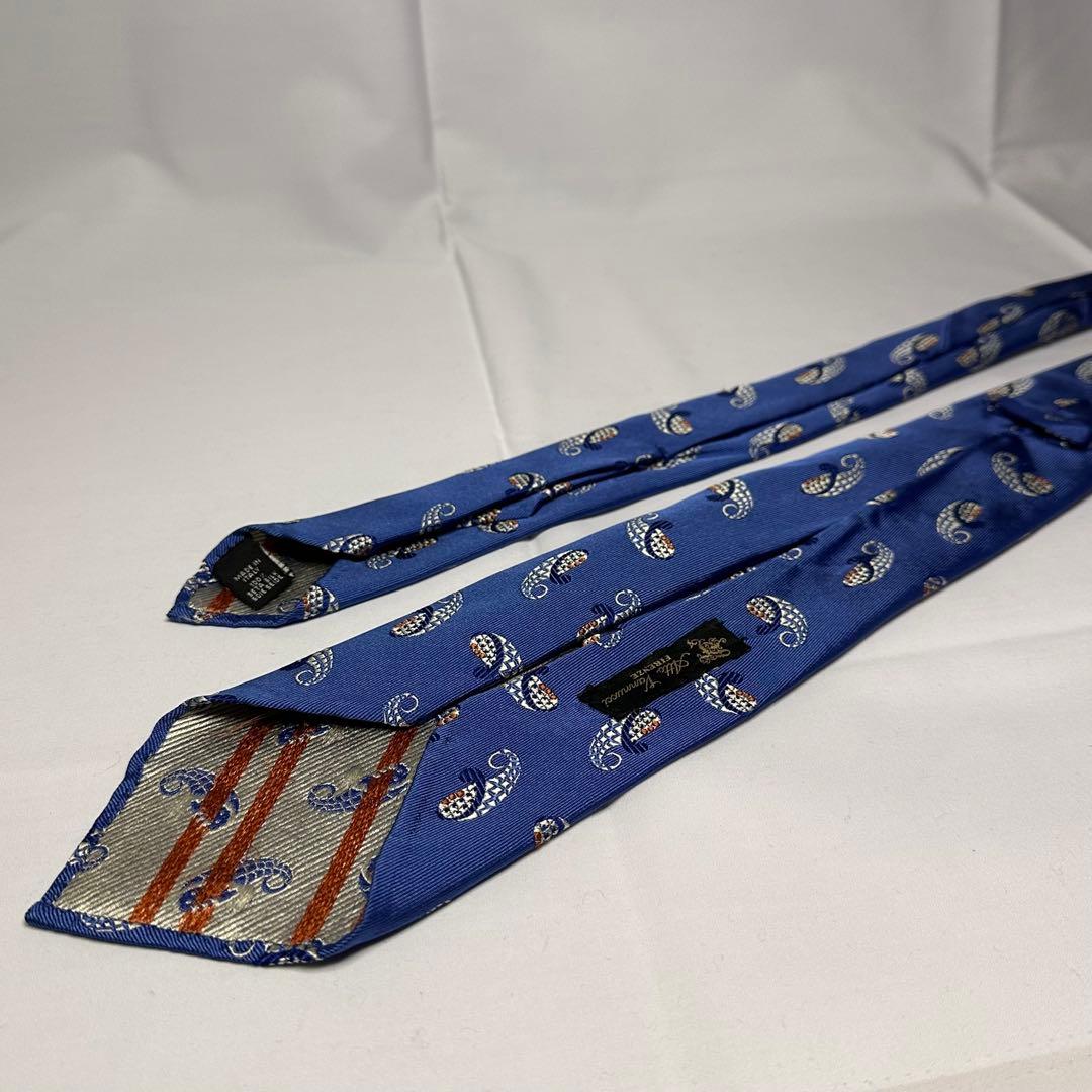 アットバンヌッチ☆ネクタイ☆ブルー☆ペイズリー柄☆セッテピエゲ☆708