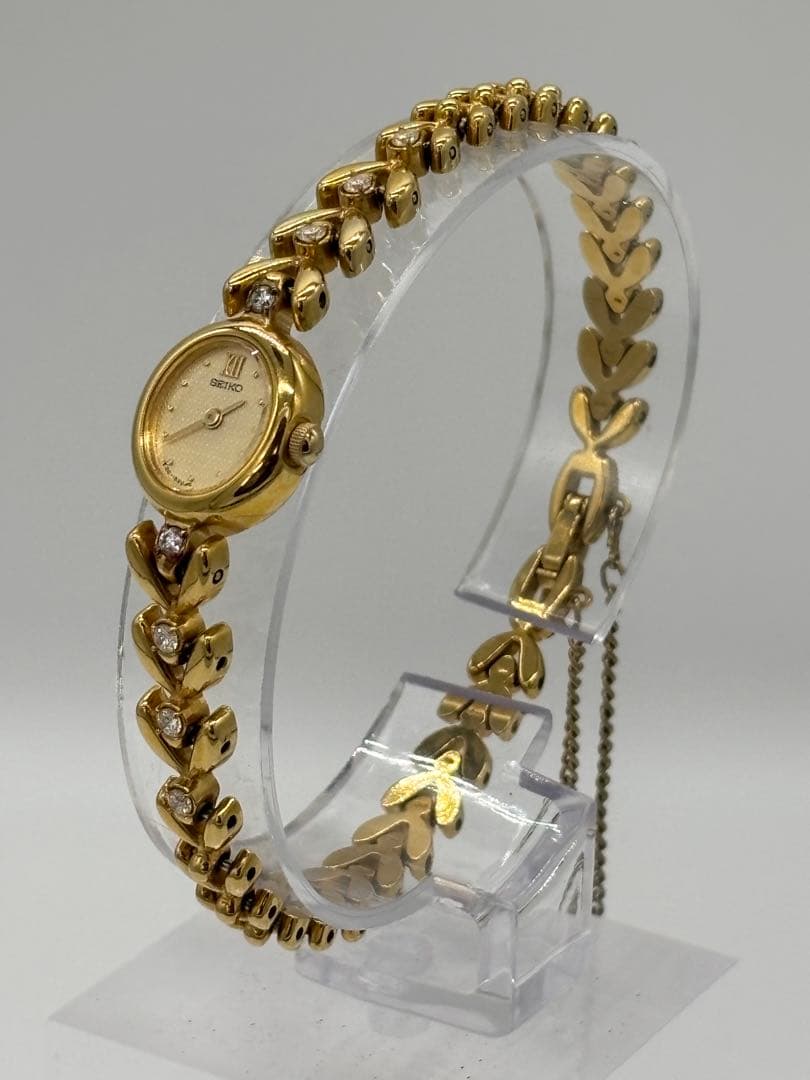 【美品】セイコー 8P石付き クォーツ【1E20-6050】純正ブレス【稼働品】