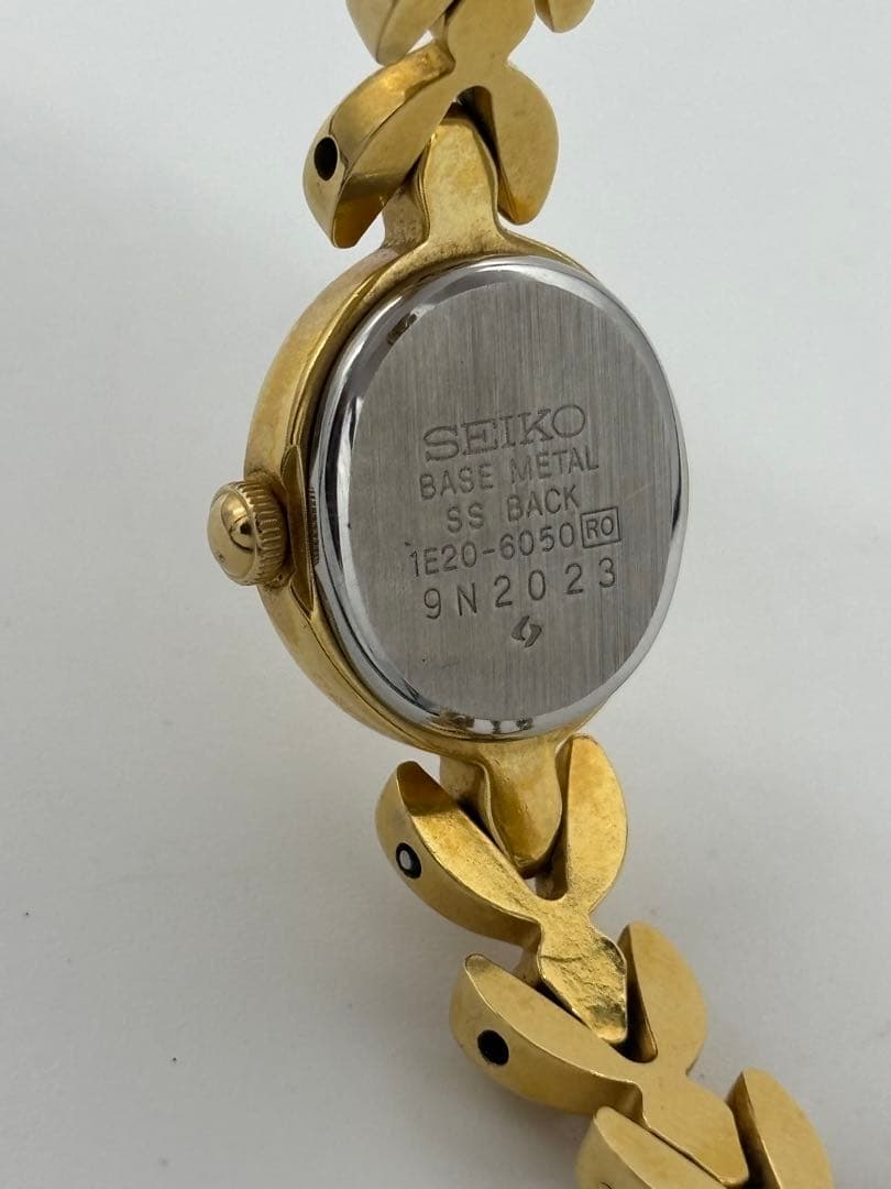 【美品】セイコー 8P石付き クォーツ【1E20-6050】純正ブレス【稼働品】