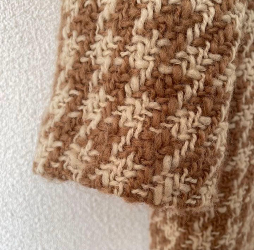 アナイ 38 千鳥 チェック　フォックスファー 付き　コート