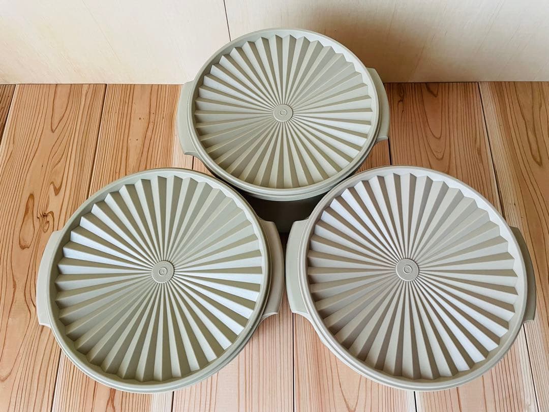 りえ /3個セット/タッパーウェア/マキシクイーンデコレーター/ベージュ