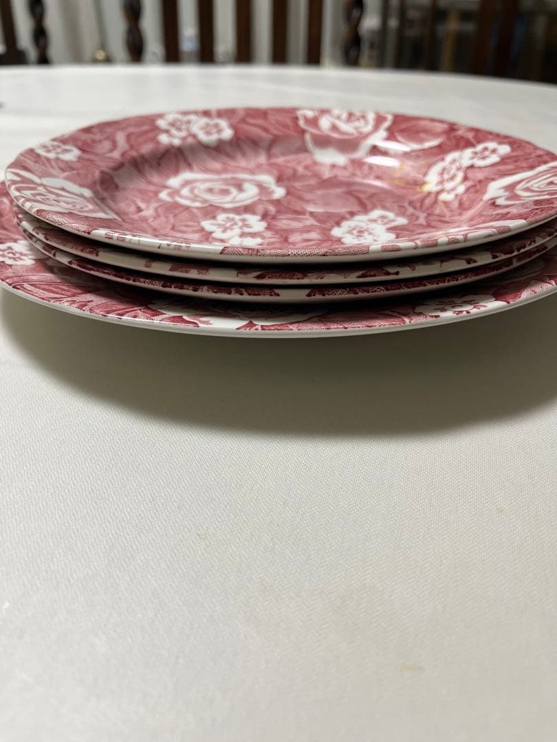 ヴンテージburleighビクトリアンチンツ 大中プレート4枚、カップ3個セット