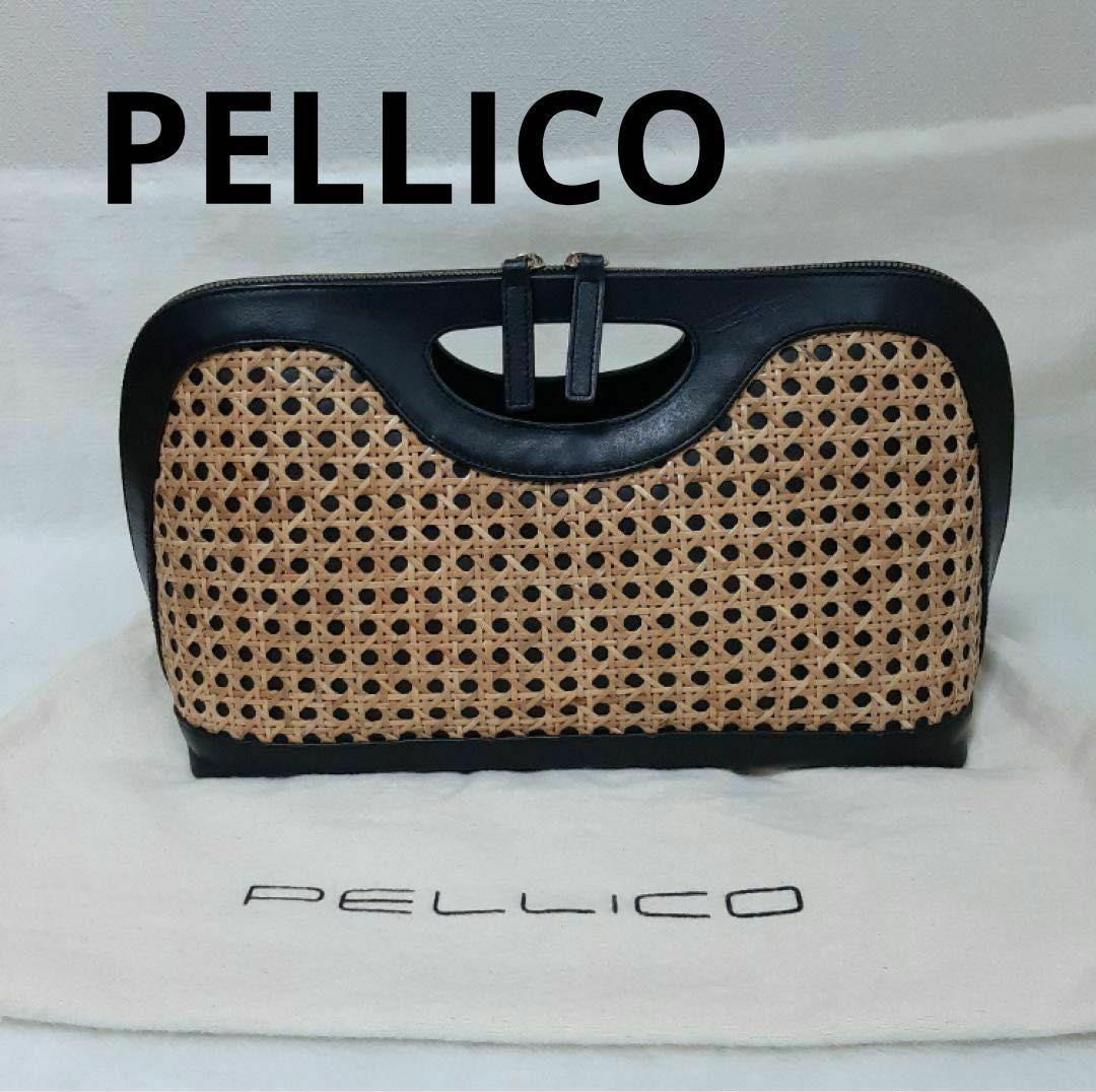 【PELLICO/ペリーコ】 レザー×ラフィア かごバッグ