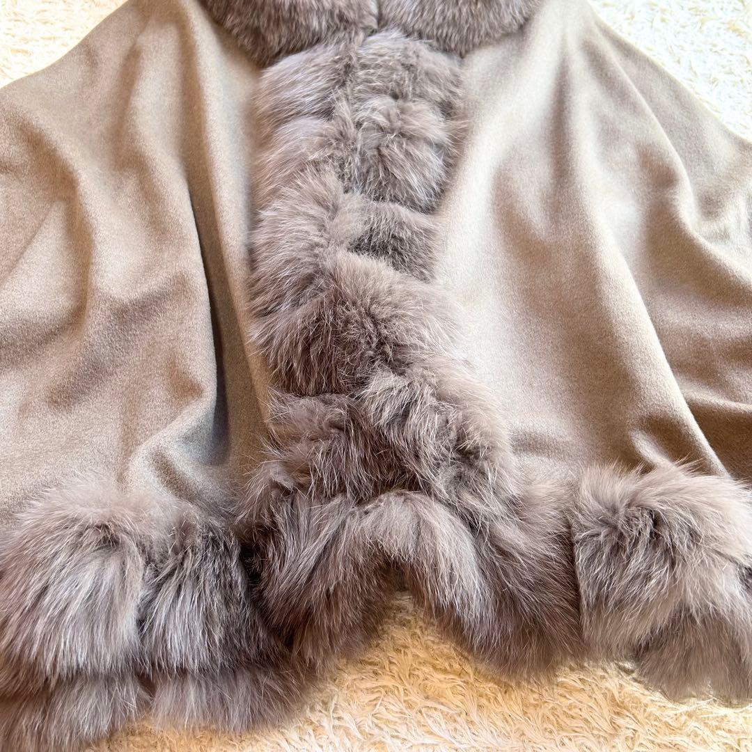 【極美品✨️】SAGAFURS カシミヤ 100% 本毛皮 フォックス ポンチョ