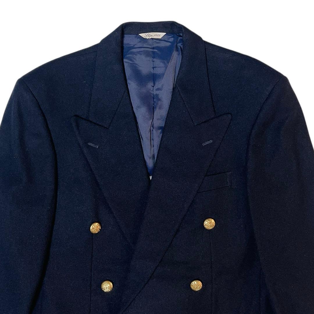 【美品】シップス SHIPS 紺ブレ 金ボタン ダブル ウール ジャケット M