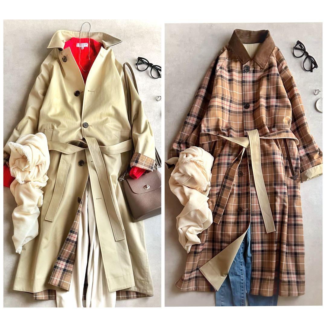 美品▲定価7.5万▲TICCA ティッカ//リバーシブルステンカラーコート