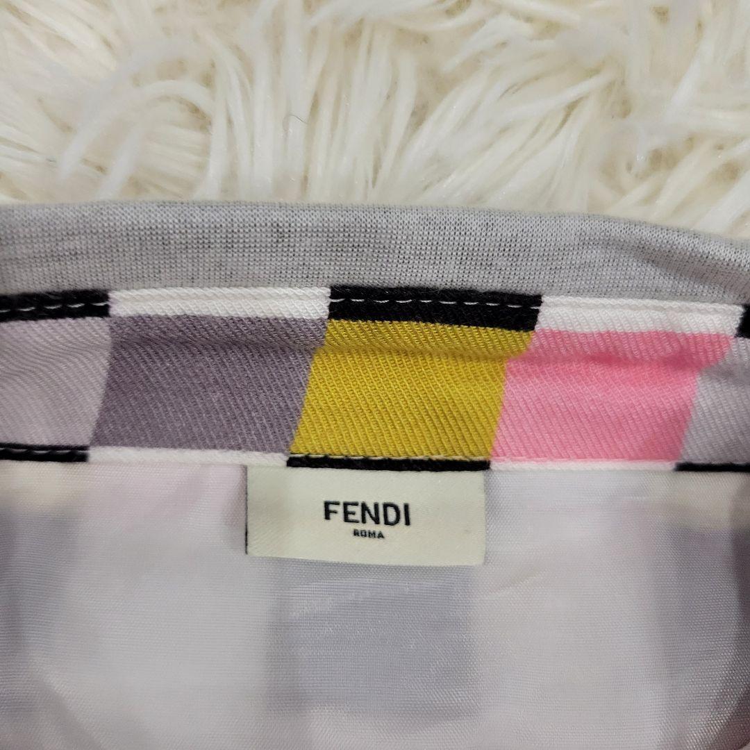 FENDI　フェンディ　ブロックチェック　ロゴ　ワンピース　ドレス　派手フリル