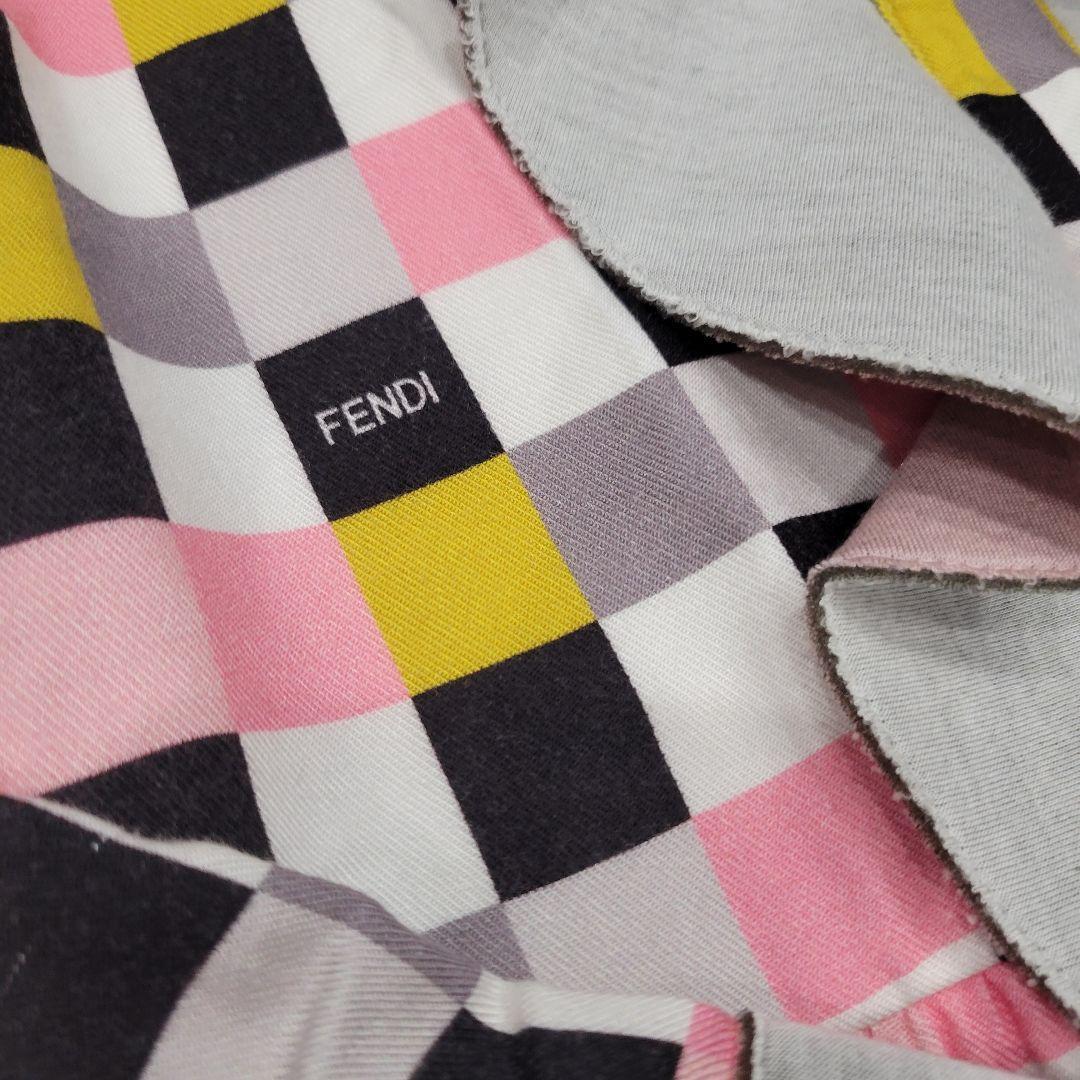 FENDI　フェンディ　ブロックチェック　ロゴ　ワンピース　ドレス　派手フリル