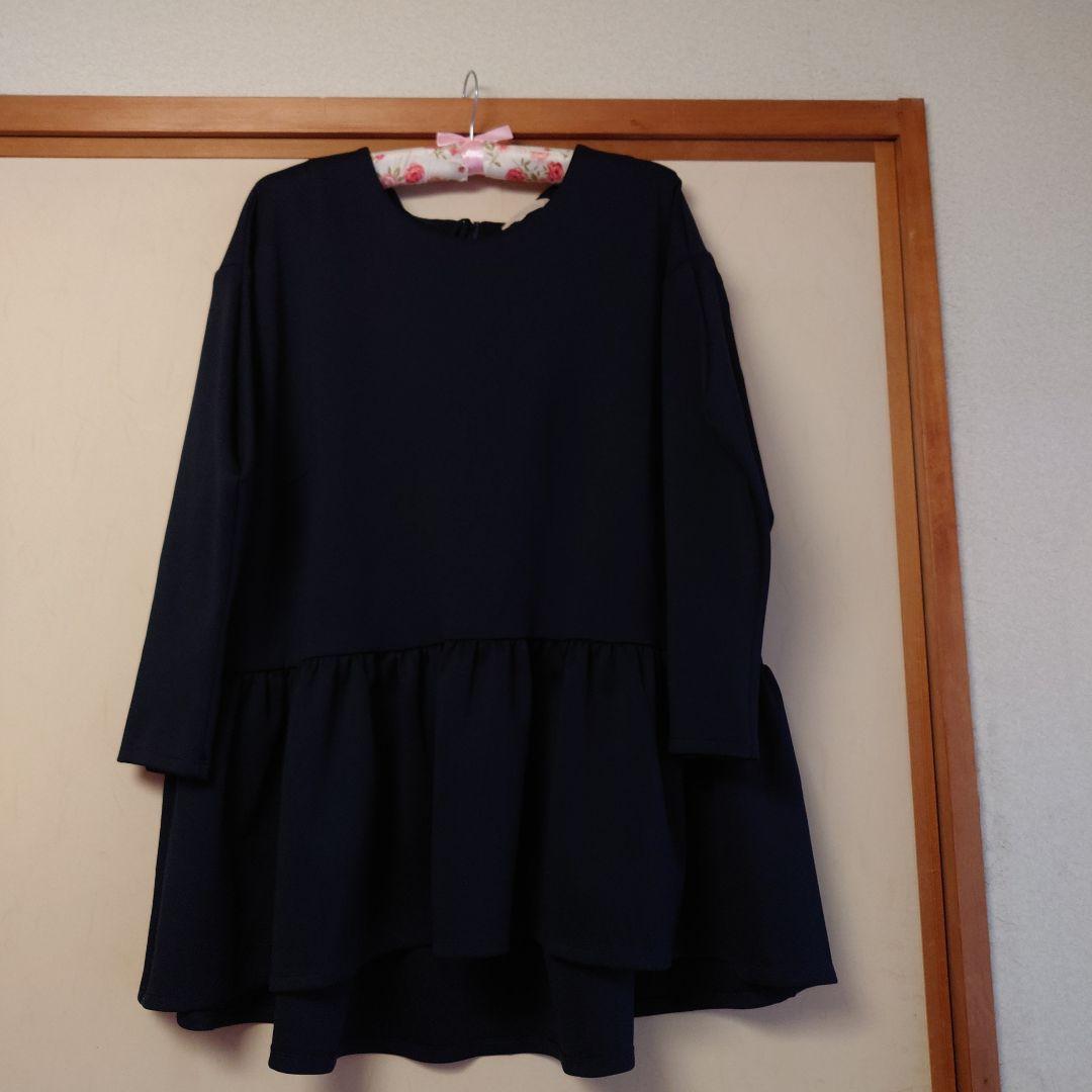 美品 大きいサイズ ♥ローズティアラ♥ フリルチュニック46ネイビー