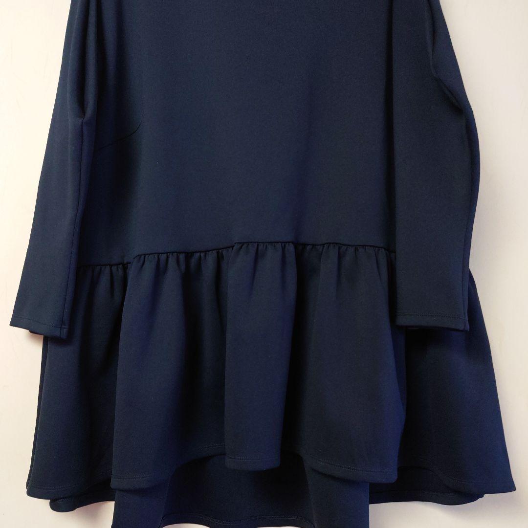 美品 大きいサイズ ♥ローズティアラ♥ フリルチュニック46ネイビー
