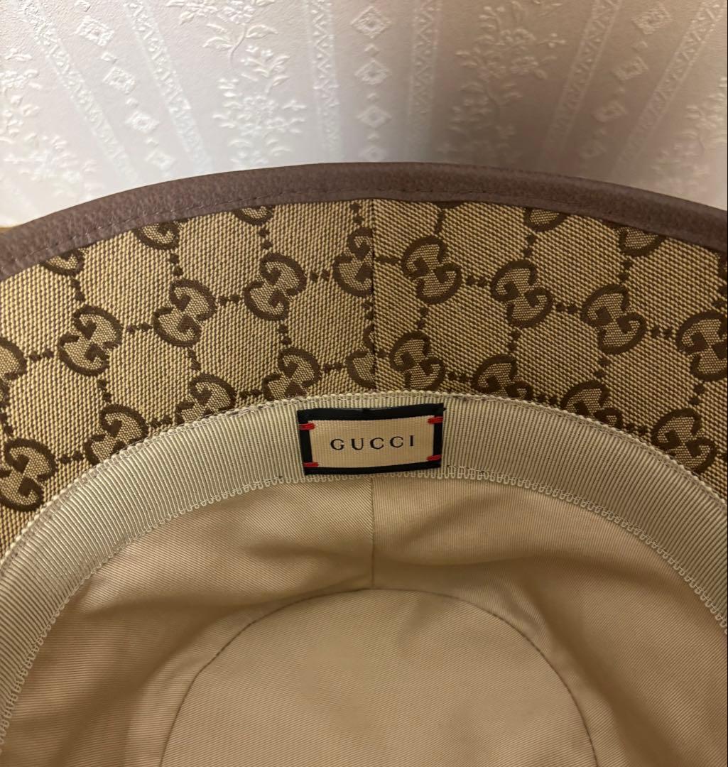 GUCCI グッチ　キャンバス　フェドラハット　バケットハット　バケハ　Sサイズ