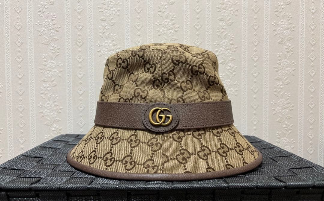 GUCCI グッチ　キャンバス　フェドラハット　バケットハット　バケハ　Sサイズ