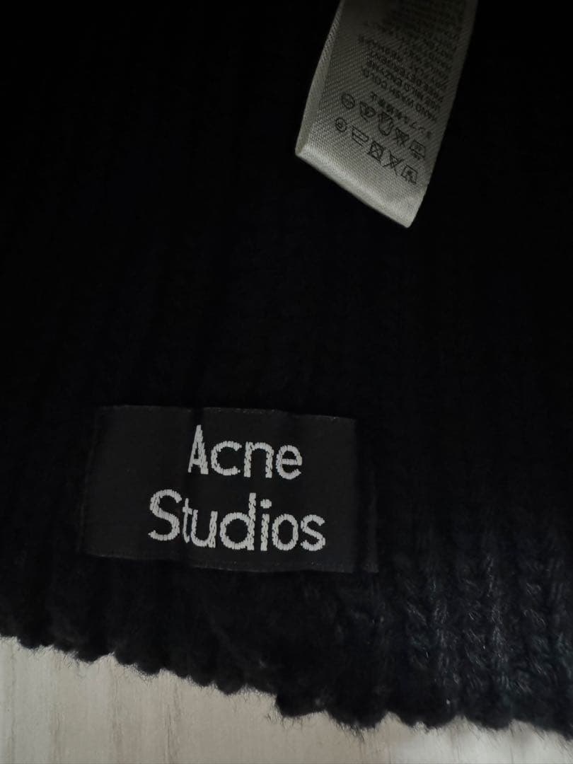 Acne Studios ラージフェイスロゴビーニー　ブラック　ニット帽