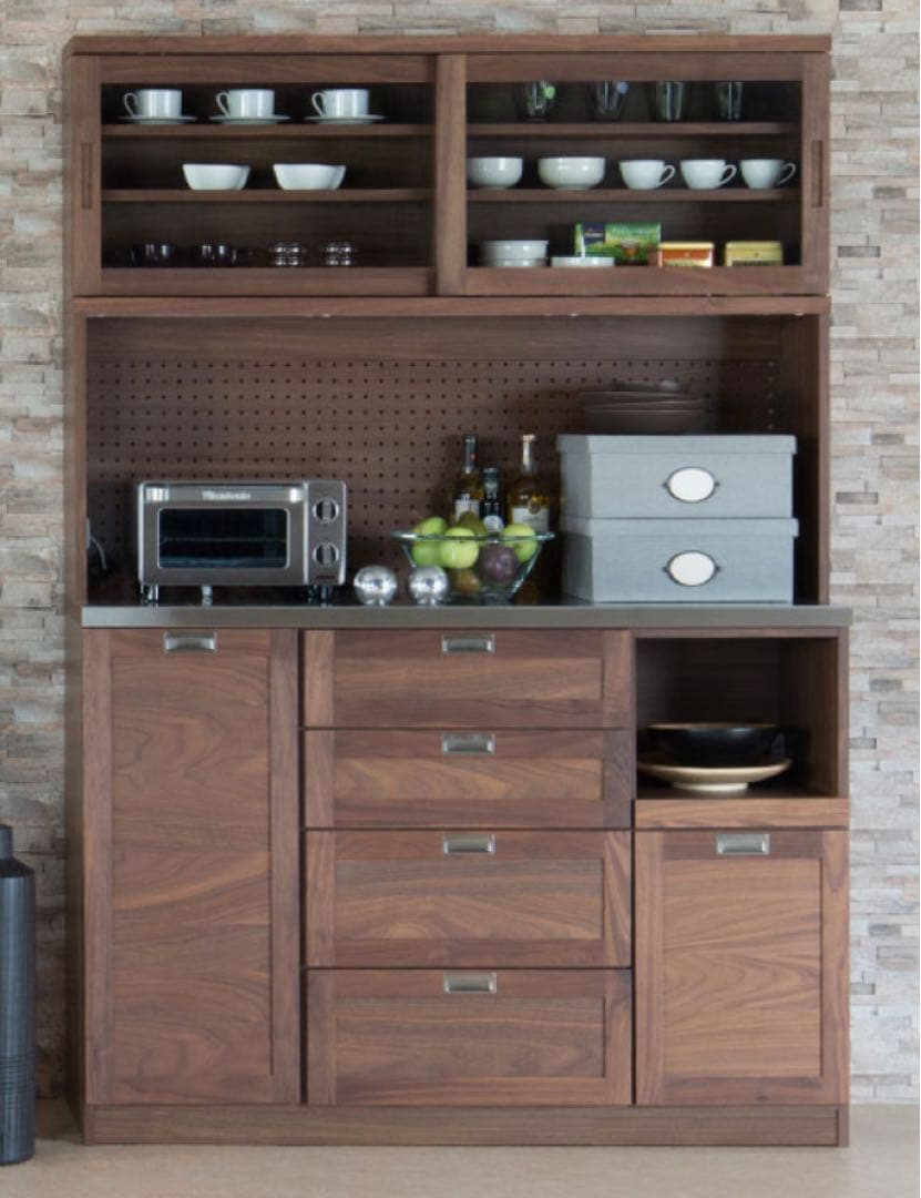 【値下げ中】食器棚　カップボード　オーク　レンジ台　収納力　フィーノ
