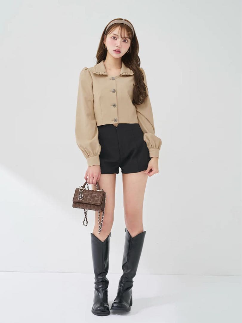 ダーリッチ　サイドアップショートパンツ　ブラック