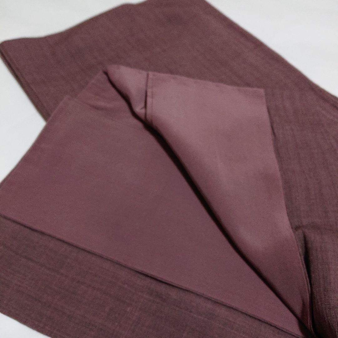 【本場結城縮】色無地 臙脂鼠 縮織