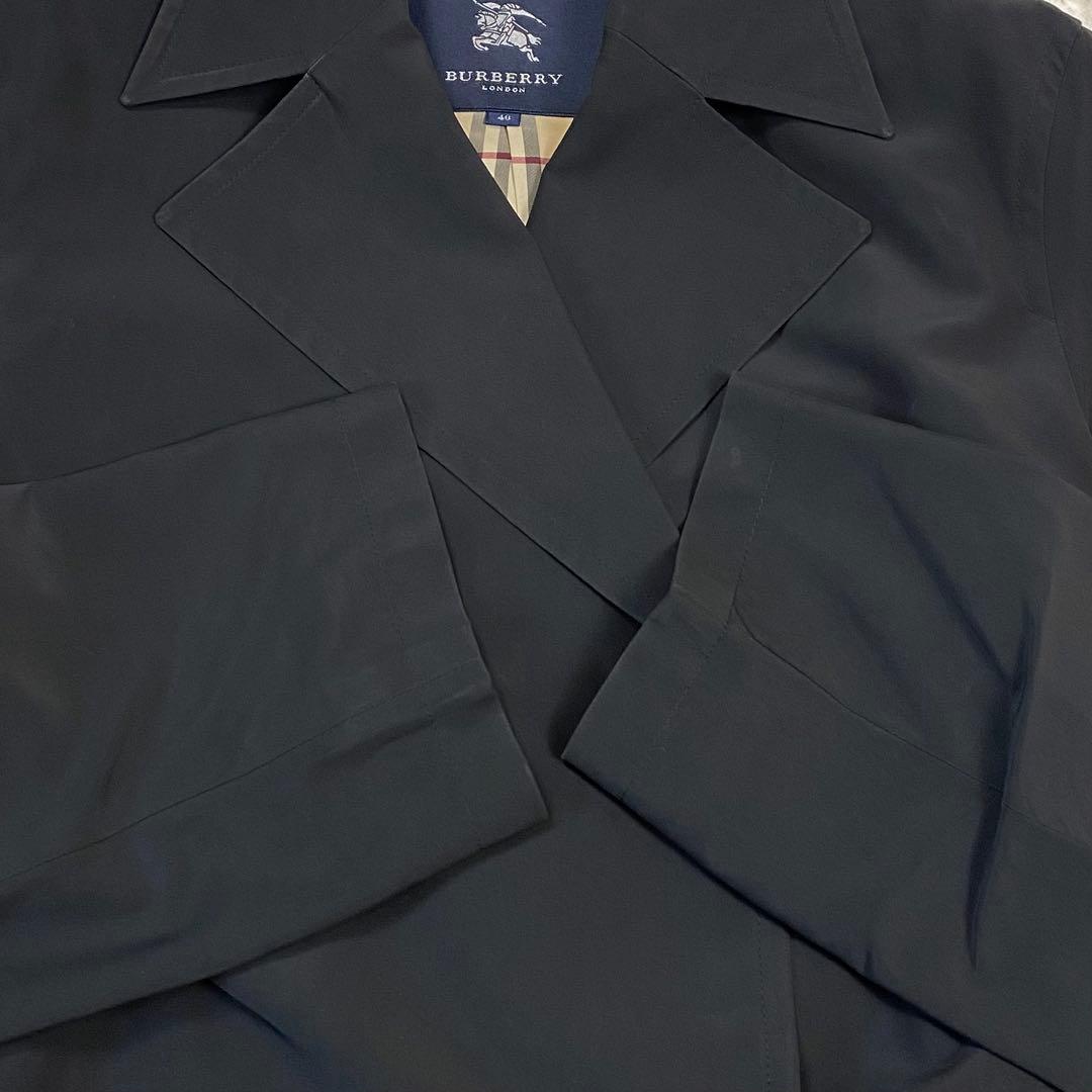 バーバリーロンドン✨トレンチコート チェスター イタリア製生地 ノバチェック 黒